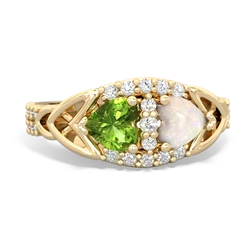 Peridot Sparkling Celtic Knot 14K Yellow Gold ring R2645