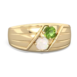 Peridot Men's Streamline 14K Yellow Gold ring R0460