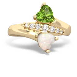 Peridot Heart To Heart 14K Yellow Gold ring R2064