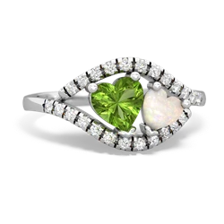 Peridot Mother And Child 14K White Gold ring R3010