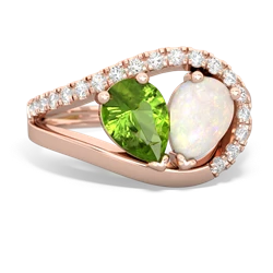 Peridot Nestled Heart Keepsake 14K Rose Gold ring R5650