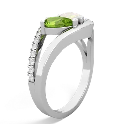 Peridot Nestled Heart Keepsake 14K White Gold ring R5650