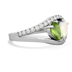 Peridot Nestled Heart Keepsake 14K White Gold ring R5650