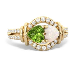 Peridot Art-Deco Keepsake 14K Yellow Gold ring R5630