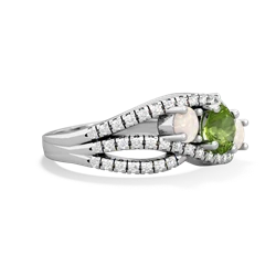 Peridot Three Stone Aurora 14K White Gold ring R3080