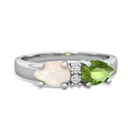 Peridot Pear Bowtie 14K White Gold ring R0865