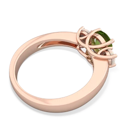 Peridot Three Stone Round Trellis 14K Rose Gold ring R4018