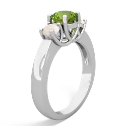 Peridot Three Stone Round Trellis 14K White Gold ring R4018