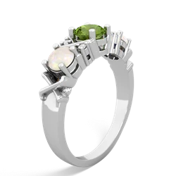 Peridot Hugs And Kisses 14K White Gold ring R5016