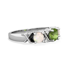 Peridot Hugs And Kisses 14K White Gold ring R5016