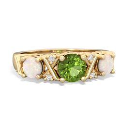 Peridot Hugs And Kisses 14K Yellow Gold ring R5016