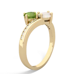 Peridot Channel Set Two Stone 14K Yellow Gold ring R5303