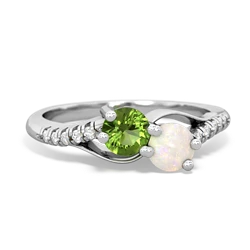 Peridot Infinity Pave Two Stone 14K White Gold ring R5285