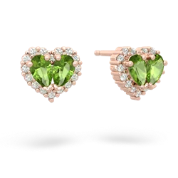 Peridot Halo 14K Rose Gold earrings E7008