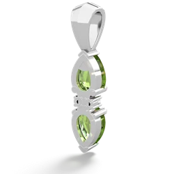 Peridot Bowtie Drop 14K White Gold pendant P0865