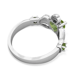 Peridot Claddagh Keepsake 14K White Gold ring R5245