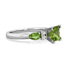 Peridot 6Mm Princess Eternal Embrace Engagement 14K White Gold ring C2002