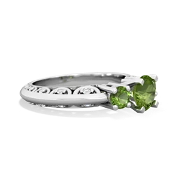 Peridot Art Deco Eternal Embrace Engagement 14K White Gold ring C2003