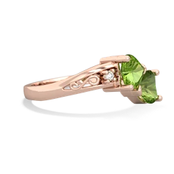 Peridot Snuggling Hearts 14K Rose Gold ring R2178