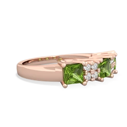 Peridot Three Stone Diamond Cluster 14K Rose Gold ring R2592