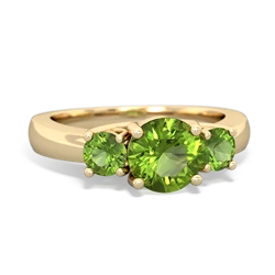 Peridot Three Stone Round Trellis 14K Yellow Gold ring R4018