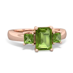 Peridot Three Stone Emerald-Cut Trellis 14K Rose Gold ring R4021