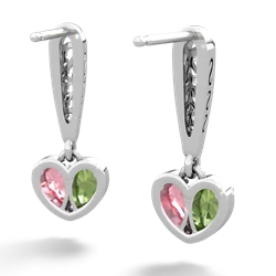 Peridot Filligree Heart 14K White Gold earrings E5070