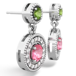 Peridot Halo Dangle 14K White Gold earrings E5319