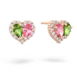 Peridot Halo 14K Rose Gold earrings E7008