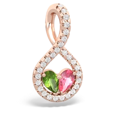 Peridot Pave Twist 'One Heart' 14K Rose Gold pendant P5360