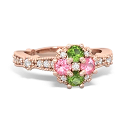 Peridot Sparkling Tiara Cluster 14K Rose Gold ring R26293RD