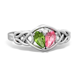 Peridot Celtic Love Knot 14K White Gold ring R5420