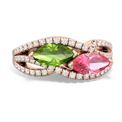 Peridot Diamond Rivers 14K Rose Gold ring R3070