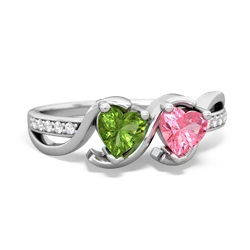 Peridot Side By Side 14K White Gold ring R3090