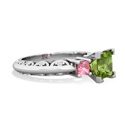 Peridot Eternal Embrace Engagement 14K White Gold ring C2001