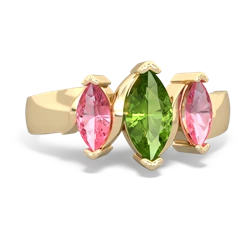 Peridot Three Peeks 14K Yellow Gold ring R2433