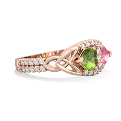 Peridot Sparkling Celtic Knot 14K Rose Gold ring R2645