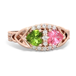 Peridot Sparkling Celtic Knot 14K Rose Gold ring R2645