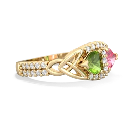 Peridot Sparkling Celtic Knot 14K Yellow Gold ring R2645