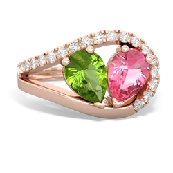 Peridot Nestled Heart Keepsake 14K Rose Gold ring R5650