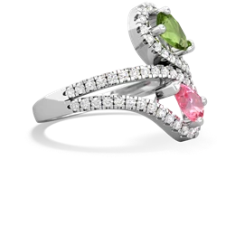 Peridot Diamond Dazzler 14K White Gold ring R3000