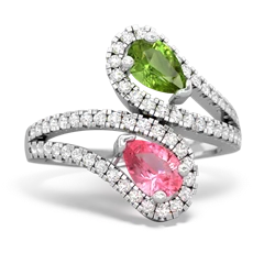 Peridot Diamond Dazzler 14K White Gold ring R3000