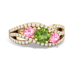 Peridot Three Stone Aurora 14K Yellow Gold ring R3080