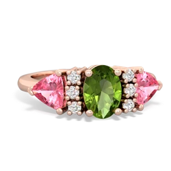 Peridot Antique Style Three Stone 14K Rose Gold ring R2186