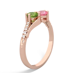 Peridot Infinity Pave Two Stone 14K Rose Gold ring R5285