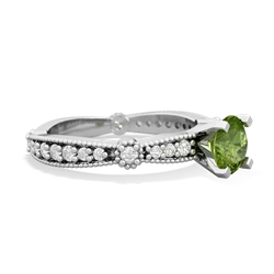 Peridot Sparkling Tiara 6Mm Round 14K White Gold ring R26296RD