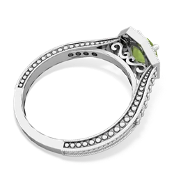 Peridot Art-Deco Starburst 14K White Gold ring R5520