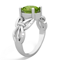 Peridot Celtic Knot Cocktail 14K White Gold ring R2377