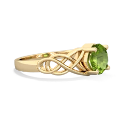 Peridot Checkerboard Cushion Celtic Knot 14K Yellow Gold ring R5000