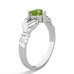 Peridot Claddagh 14K White Gold ring R2370